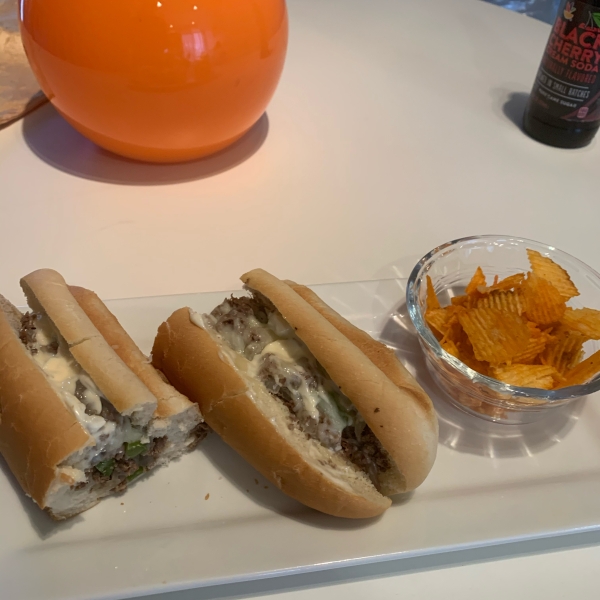 Philly Cheesesteak Sandwich with Garlic Mayo