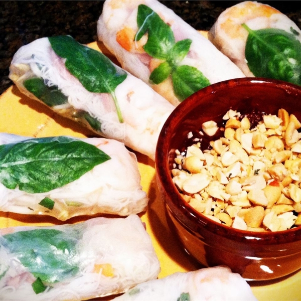 Thai Basil Rolls with Hoisin-Peanut Sauce