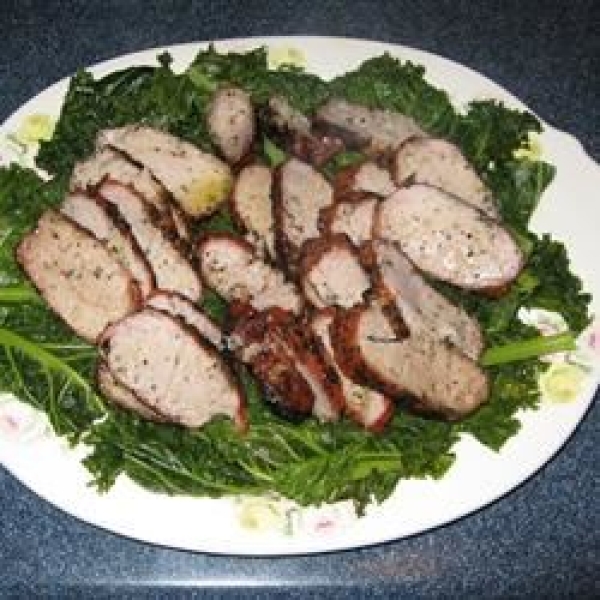 Pork Tenderloin with Steamed Kale