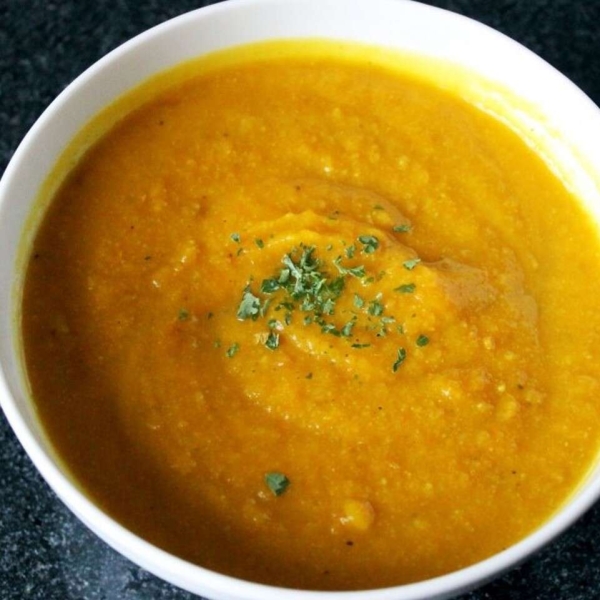 Instant Pot® Curried Cheesy Cauliflower-Squash Soup