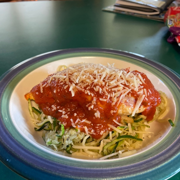 Chicken Parmesan with Zucchini Pasta