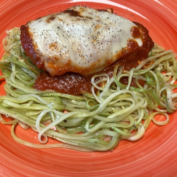 Chicken Parmesan with Zucchini Pasta