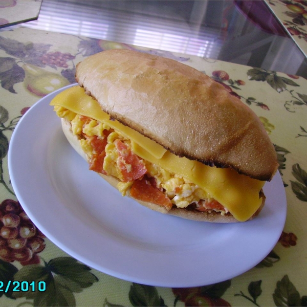 Scrambled Egg and Pepperoni Submarine Sandwich