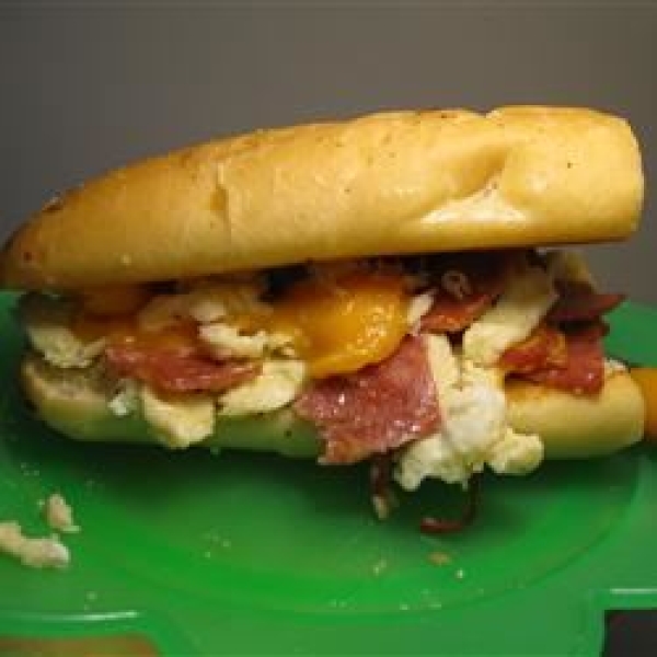 Scrambled Egg and Pepperoni Submarine Sandwich