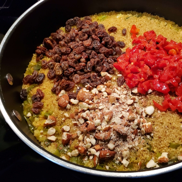 Pantry Curried Quinoa with Garbanzo Beans and Roasted Peppers