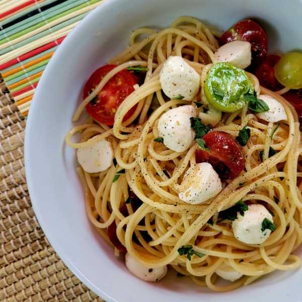 Caprese Pasta with Thai Basil