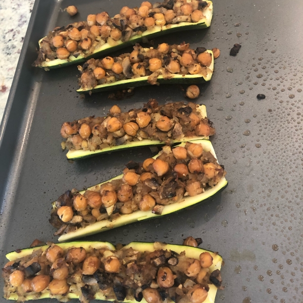 Zucchini with Chickpea and Mushroom Stuffing