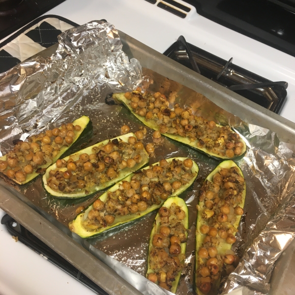 Zucchini with Chickpea and Mushroom Stuffing