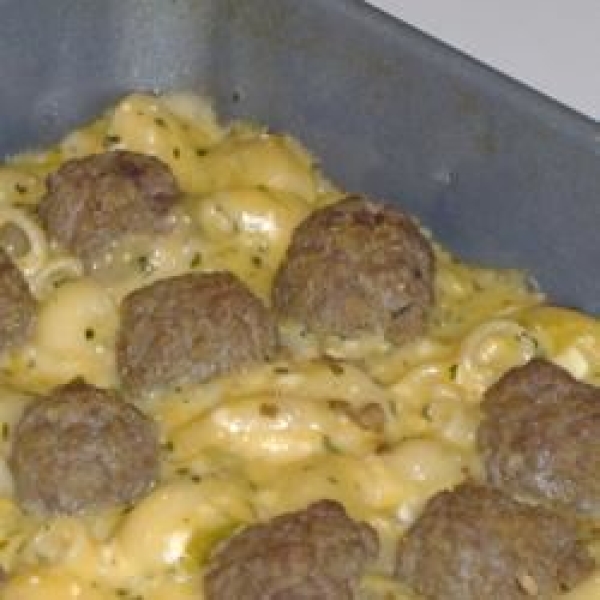 Southwestern Macaroni and Cheese with Adobo Meatballs