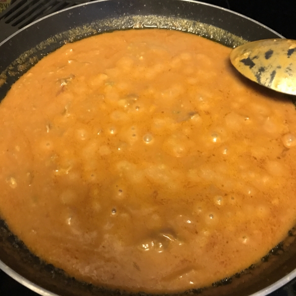 Black Pasta in a Pink Gorgonzola Sauce