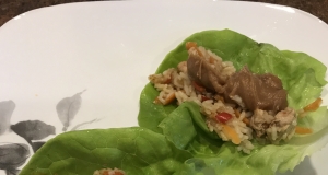 Cauliflower Rice Lettuce Wraps with Spicy Peanut Sauce