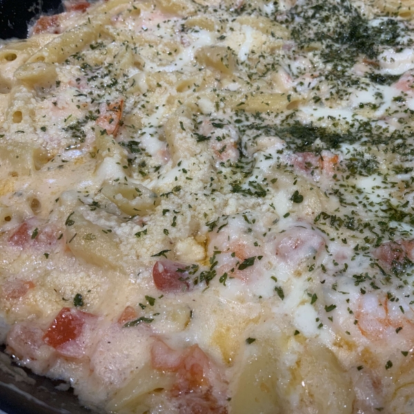 Garlic Shrimp Pasta Bake