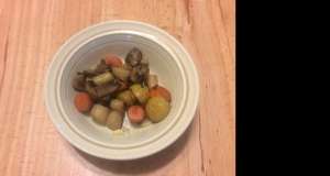 Roasted Rainbow Carrots with Mushrooms and Potatoes