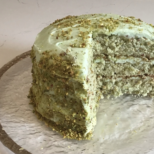 Pistachio Layer Cake with Cream Cheese Buttercream