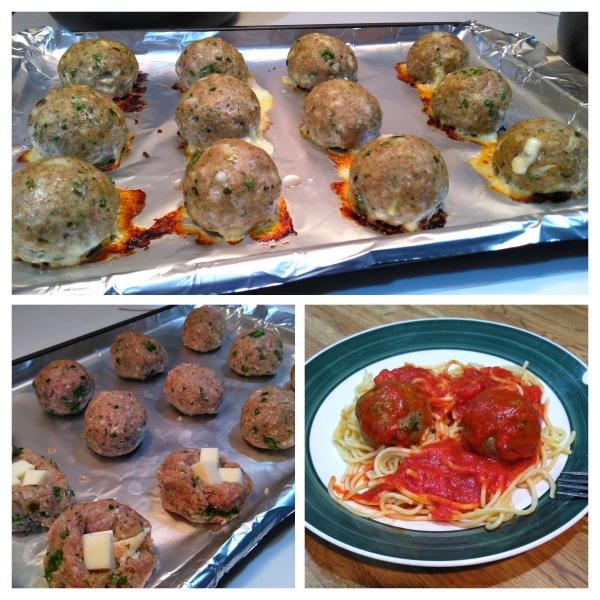 Mozzarella-Stuffed Pesto Turkey Meatballs