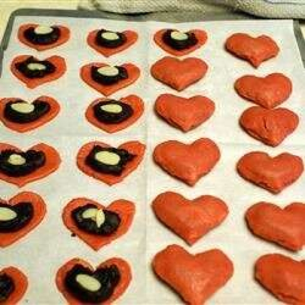 Chocolate Filled Peppermint Valentine Heart Cookies