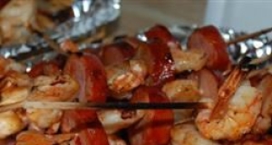 Sweet and Spicy Shrimp and Chourico Kabobs