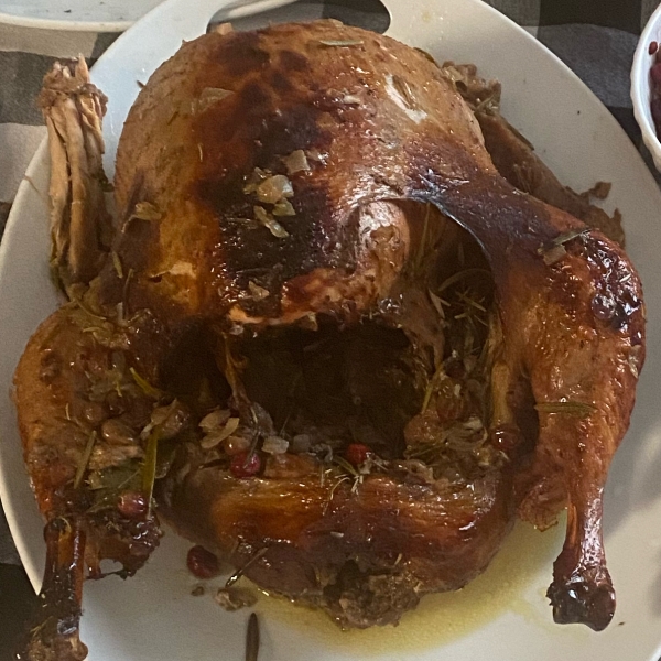 Roast Turkey with Cranberry and Pomegranate Glaze