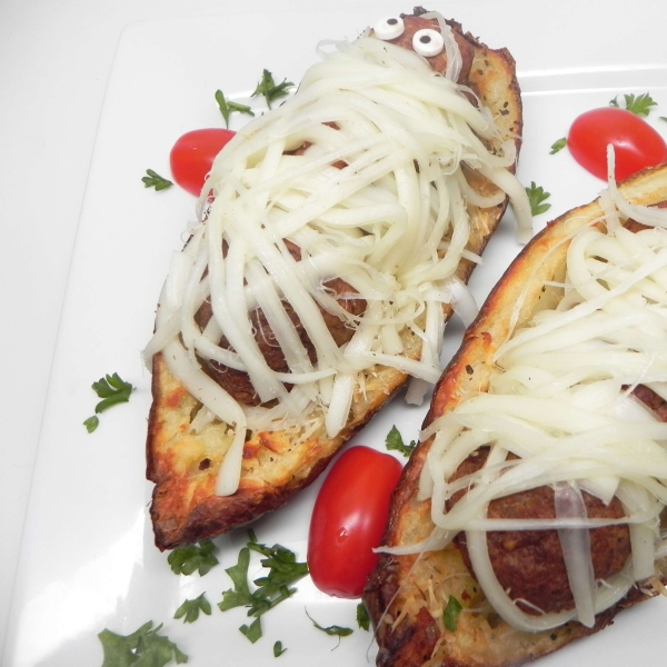 Mummified Meatballs in Crispy Potato Skin Coffins