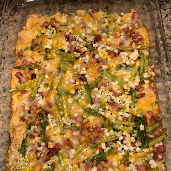 Ham, Asparagus, and Goat Cheese Strata