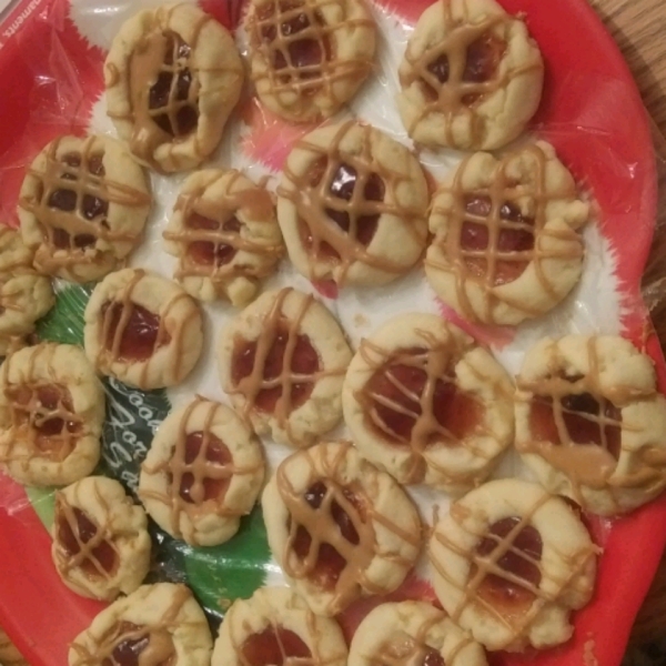 Peanut Butter and Jelly Thumbprint Shortbread Cookies