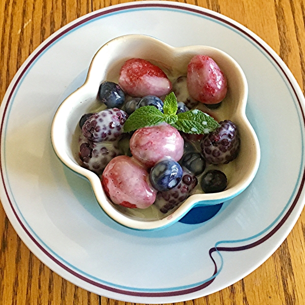 White Chocolate Ganache with Frozen Berries