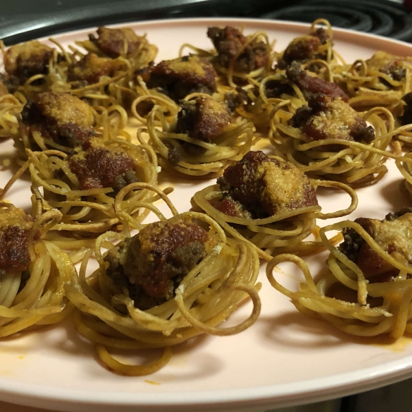 Spaghetti and Meatballs Muffin Bites