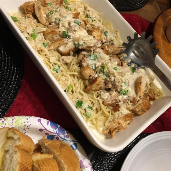 Creamy Chicken on Linguine