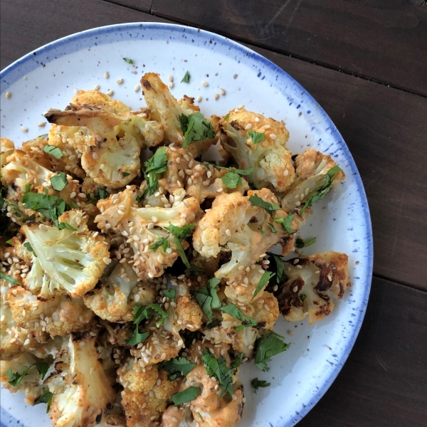 Roasted Cauliflower with Tahini and Sriracha