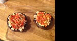 Grilled Portobello Mushrooms with Mashed Cannellini Beans and Harissa Sauce