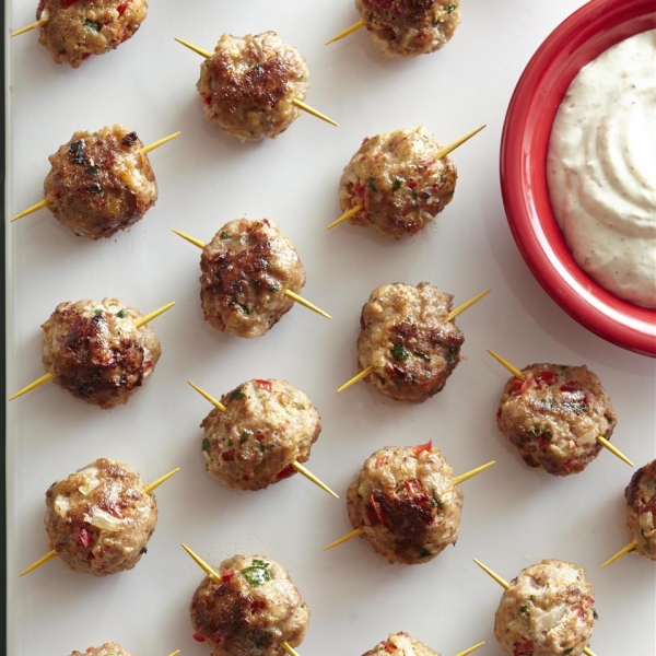 Savory Turkey Meatballs with Tangy Mustard Dip