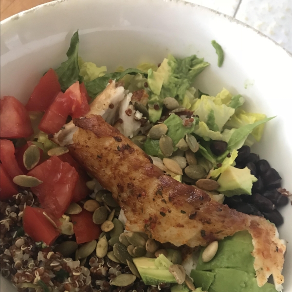 Cilantro-Lime Quinoa Bowl with Blackened Tilapia