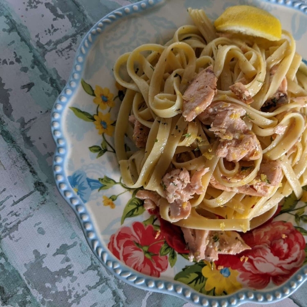 Baked Lemon-Butter Salmon with Pasta