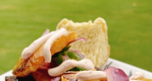 Hawaiian Beef Sliders with Sriracha Cream Sauce