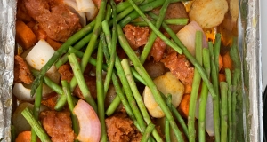 Sheet Pan Chorizo with Potatoes and Asparagus for Two