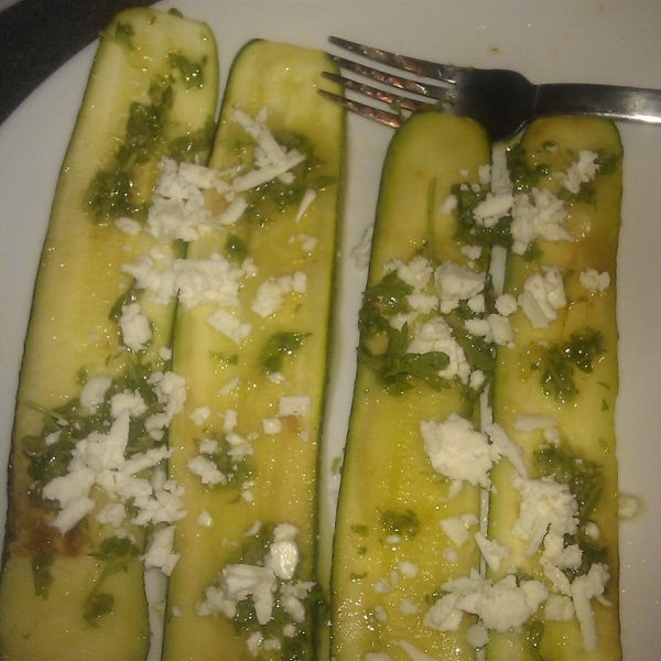 Pan-Fried Zucchini with Lemon, Feta Cheese, and Parsley