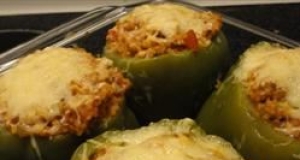 Green Bell Peppers stuffed with Tomato Lentil Couscous