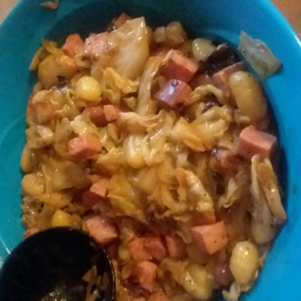Cabbage and Noodles with Ham