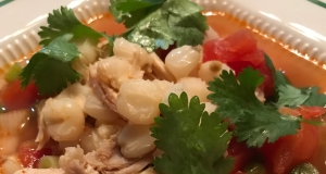 Chicken and Hominy Soup with Lime and Cilantro