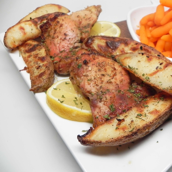 Lemon-Garlic Chicken Thighs and Potatoes