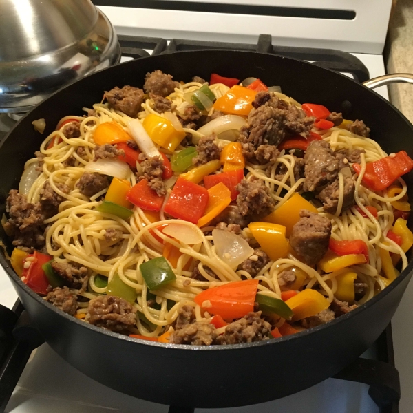 Linguine with Peppers and Sausage