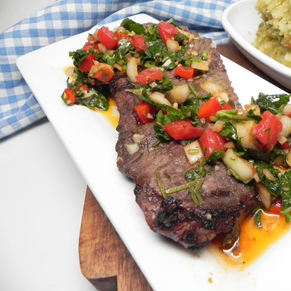 Argentinian Steak with Red Chimichurri