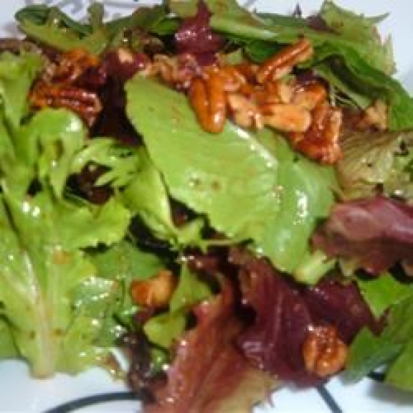 Mixed Greens with Walnut and Roasted Onion Dressing