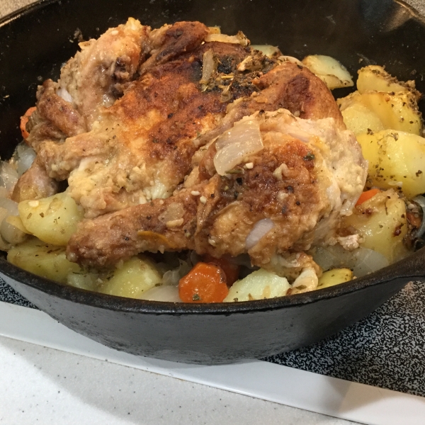Pan-Roasted Chicken with Vegetables and Herbs