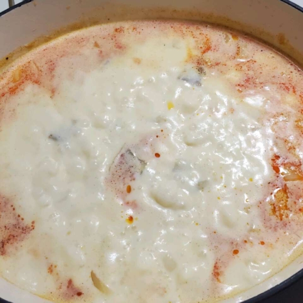 Potato Soup with Fish and Cheese