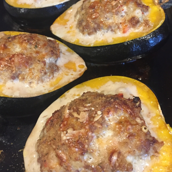 Sausage and Rice Stuffed Acorn Squash