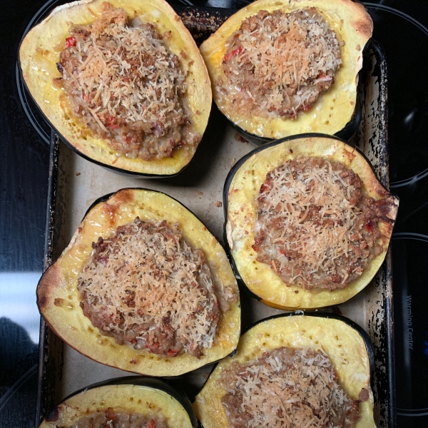 Sausage and Rice Stuffed Acorn Squash