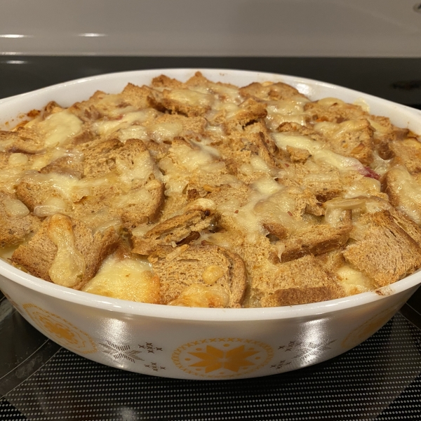 Corned Beef and Cabbage Savory Bread Pudding