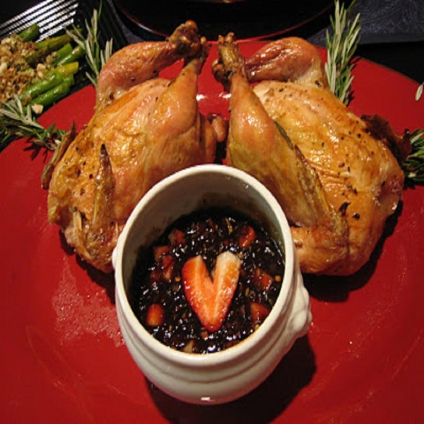 Cornish Hens with Strawberry-Balsamic Sauce