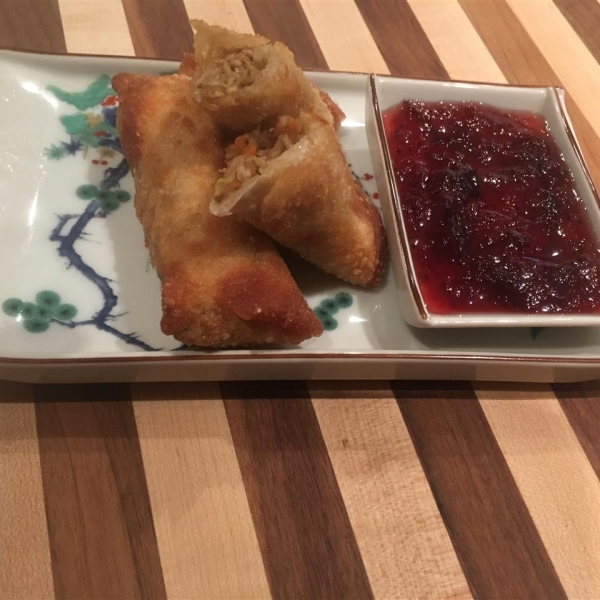 Leftover Turkey Spring Rolls with Cranberry Sweet and Sour Dipping Sauce